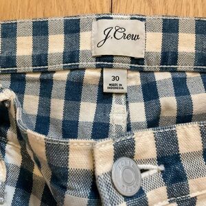 J. Crew Blue and Cream Checkered Straight Leg Jeans
